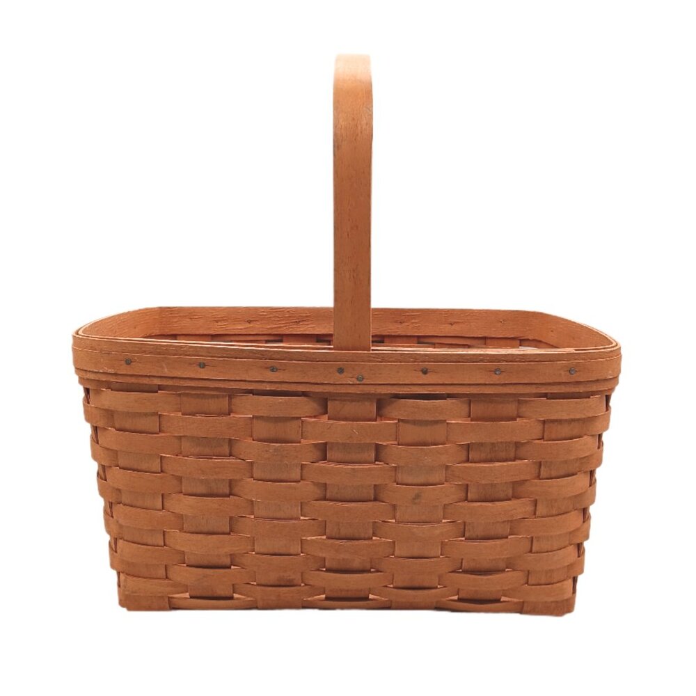 Longaberger Maple Basket Large Rectangle Handwoven Dresden Vtg 90s Picnic Easter - Picture 2 of 6